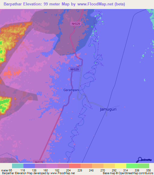 Barpathar,India Elevation Map