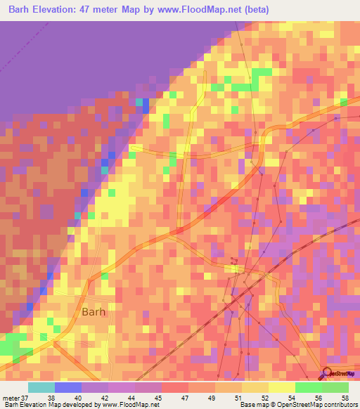 Barh,India Elevation Map