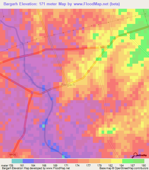 Bargarh,India Elevation Map