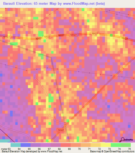 Barauli,India Elevation Map
