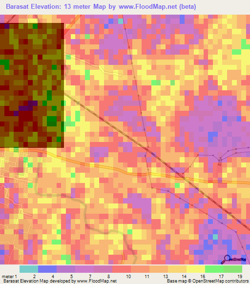 Barasat,India Elevation Map