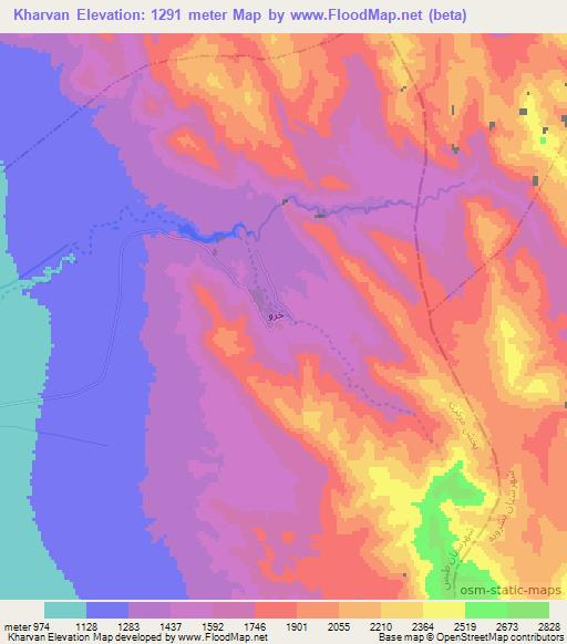 Kharvan,Iran Elevation Map