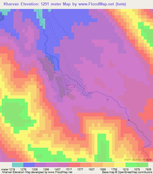 Kharvan,Iran Elevation Map