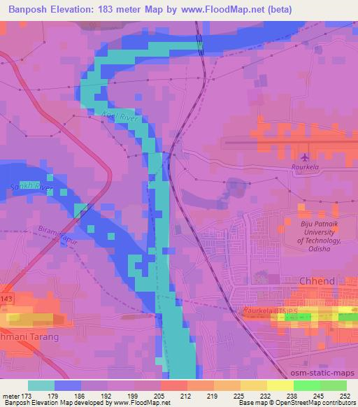 Banposh,India Elevation Map