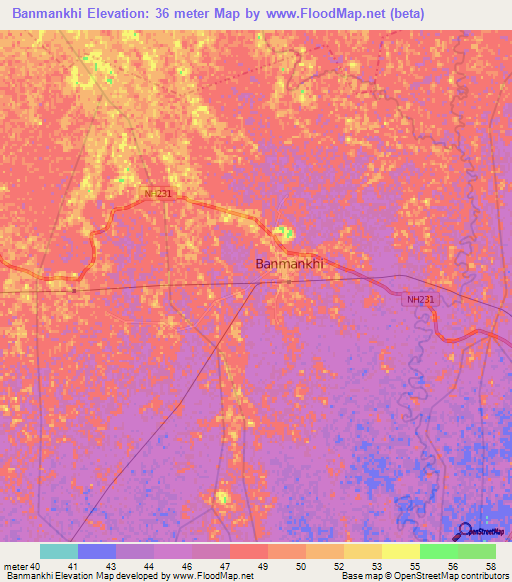 Banmankhi,India Elevation Map
