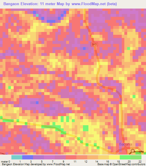Bangaon,India Elevation Map