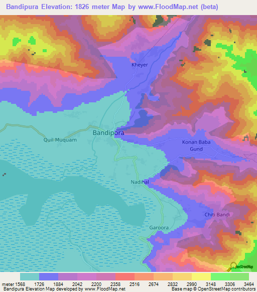Bandipura,India Elevation Map
