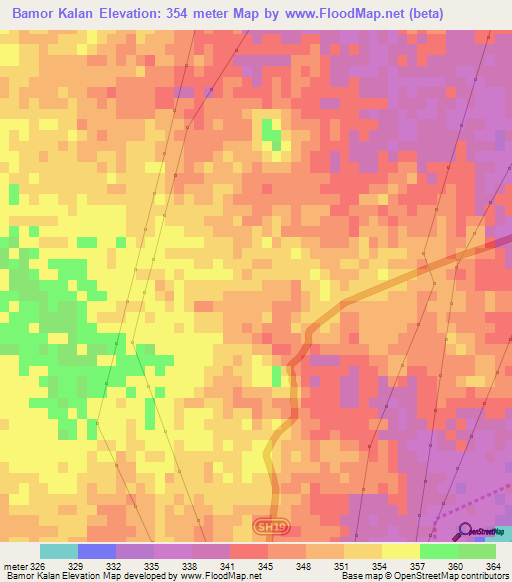 Bamor Kalan,India Elevation Map