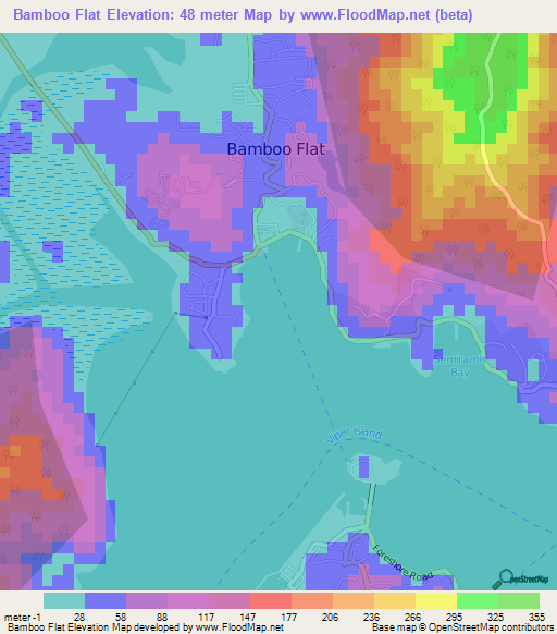 Bamboo Flat,India Elevation Map