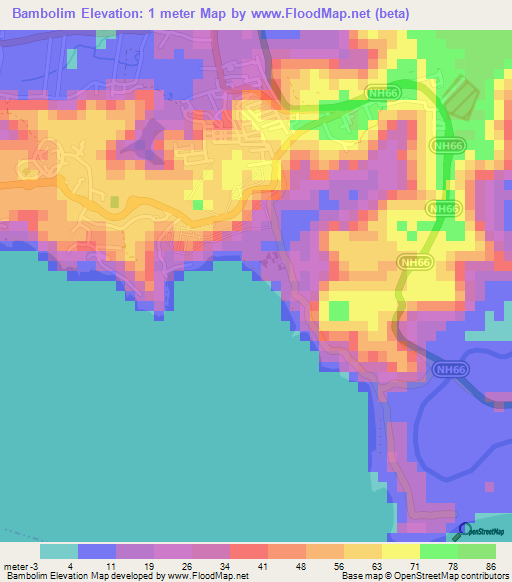Bambolim,India Elevation Map