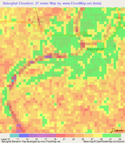 Balurghat,India Elevation Map