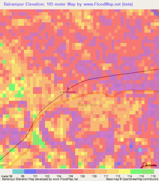 Balrampur,India Elevation Map