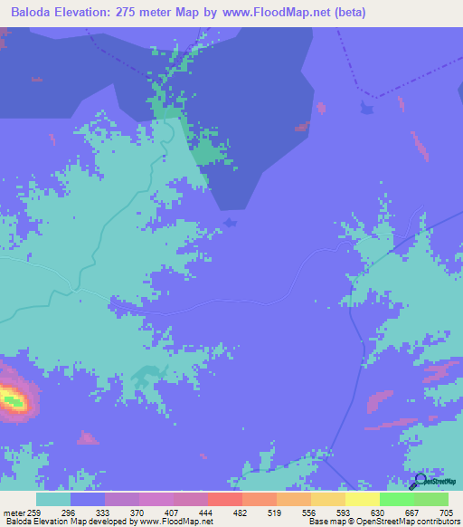 Baloda,India Elevation Map