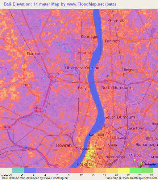 Bali,India Elevation Map