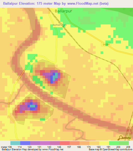 Ballalpur,India Elevation Map