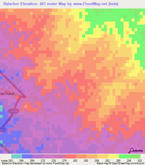 Balachor,India Elevation Map