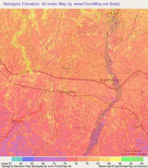 Bairagnia,India Elevation Map