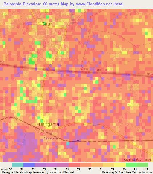 Bairagnia,India Elevation Map