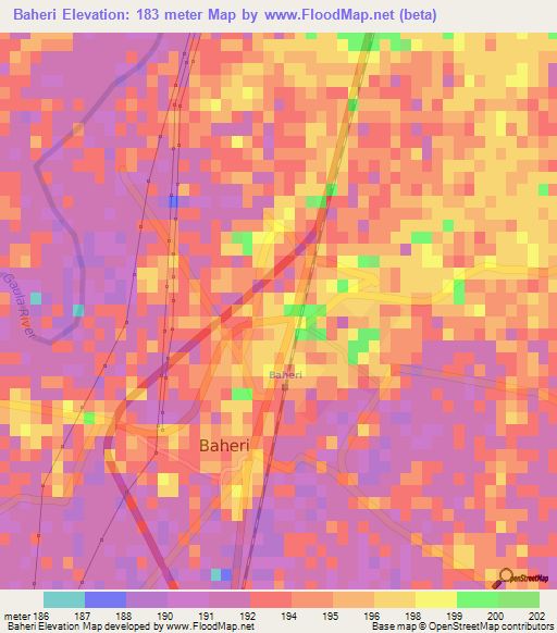 Baheri,India Elevation Map