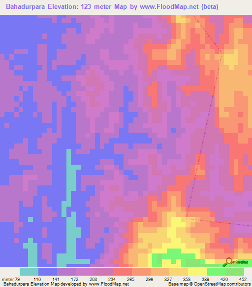 Bahadurpara,India Elevation Map
