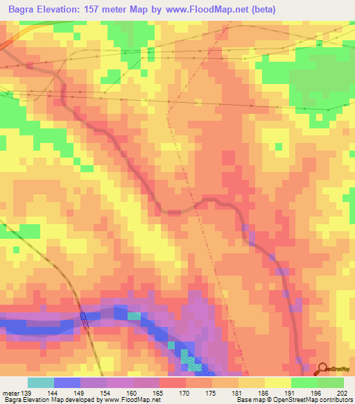 Bagra,India Elevation Map
