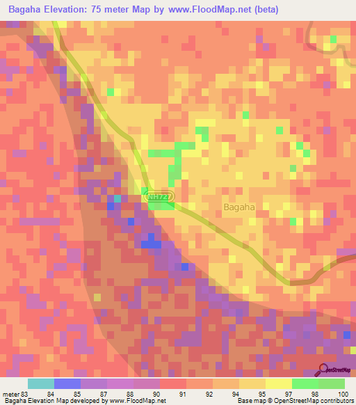 Bagaha,India Elevation Map