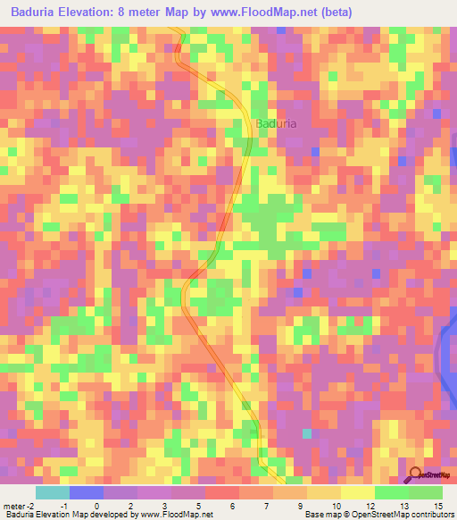 Baduria,India Elevation Map