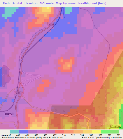 Bada Barabil,India Elevation Map