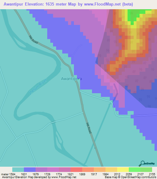 Awantipur,India Elevation Map