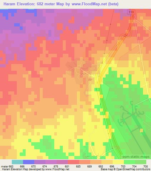 Haram,Syria Elevation Map