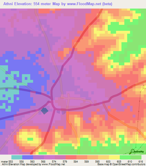 Athni,India Elevation Map
