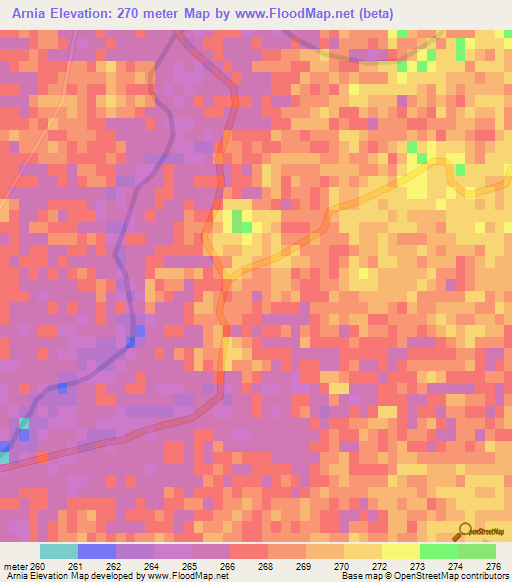 Arnia,India Elevation Map