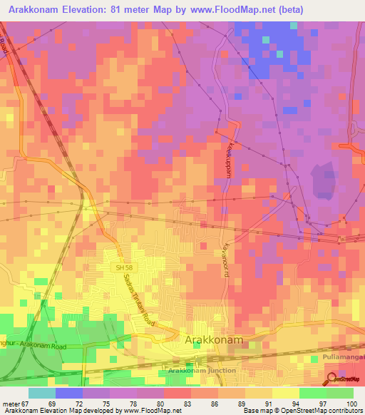Arakkonam,India Elevation Map