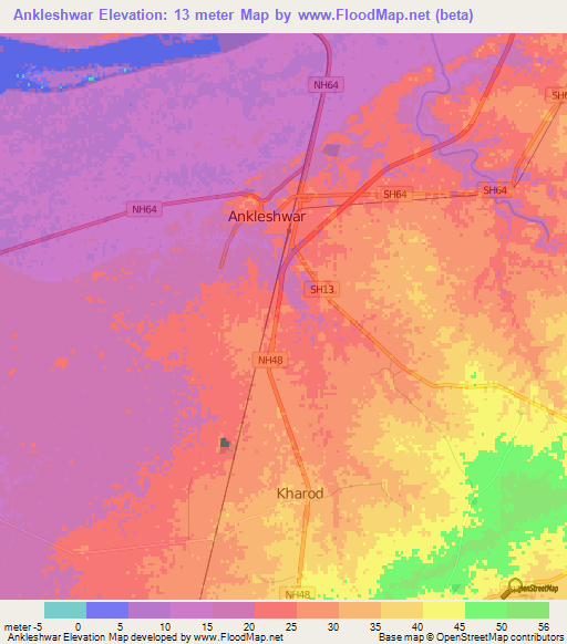 Ankleshwar,India Elevation Map