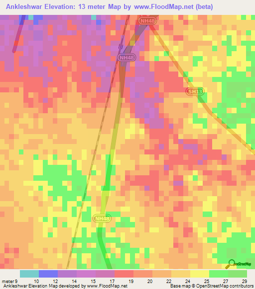 Ankleshwar,India Elevation Map