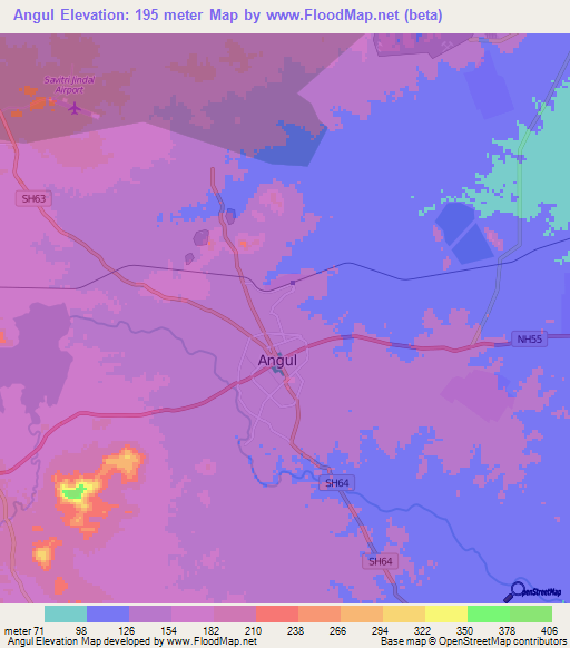 Angul,India Elevation Map