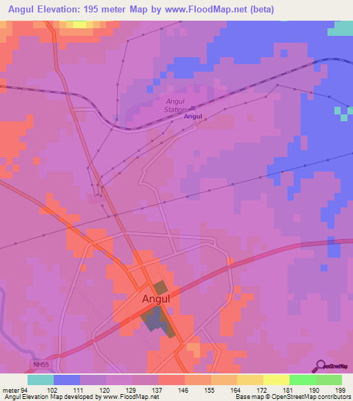 Angul,India Elevation Map