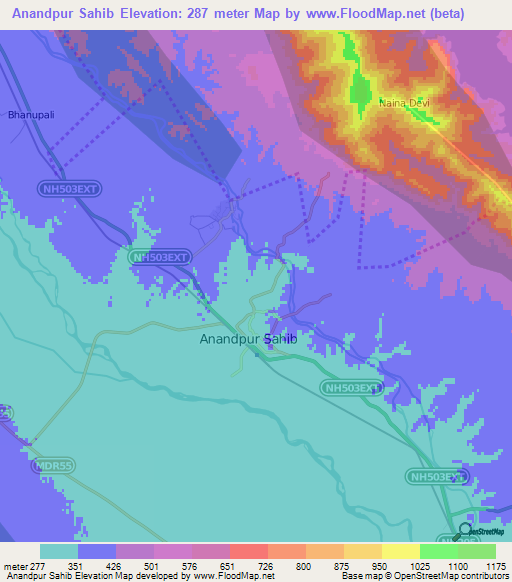 Anandpur Sahib,India Elevation Map