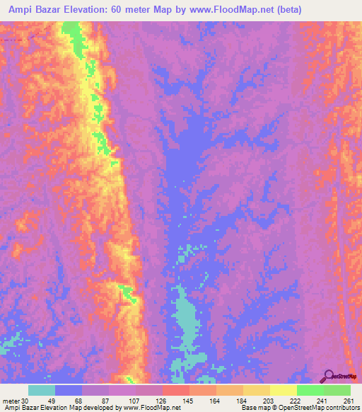 Ampi Bazar,India Elevation Map