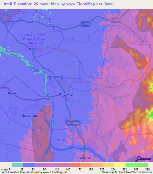 Amli,India Elevation Map