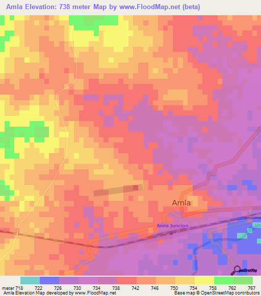 Amla,India Elevation Map
