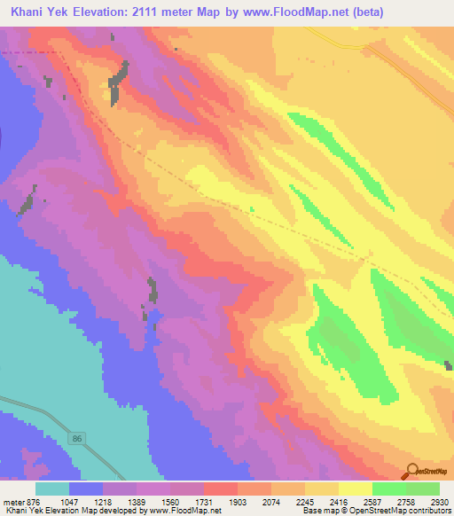 Khani Yek,Iran Elevation Map