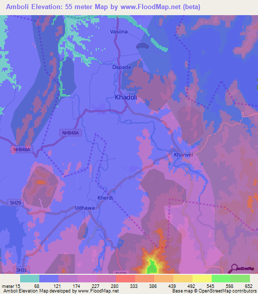 Amboli,India Elevation Map
