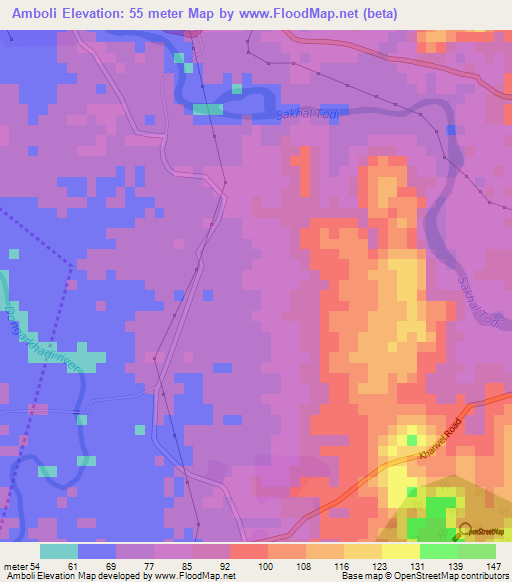 Amboli,India Elevation Map