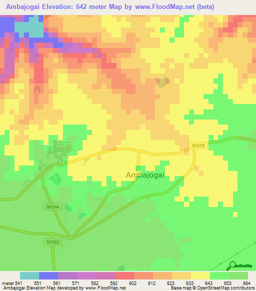 Ambajogai,India Elevation Map