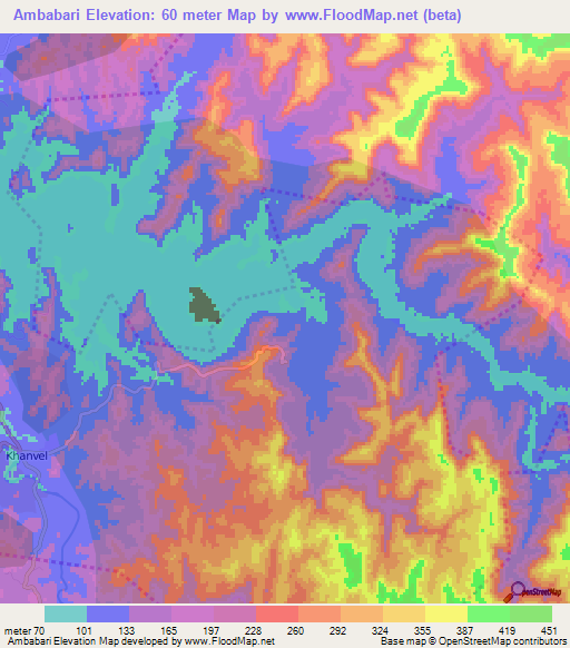 Ambabari,India Elevation Map