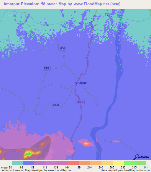 Amarpur,India Elevation Map