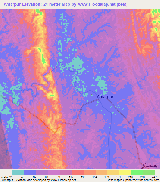 Amarpur,India Elevation Map