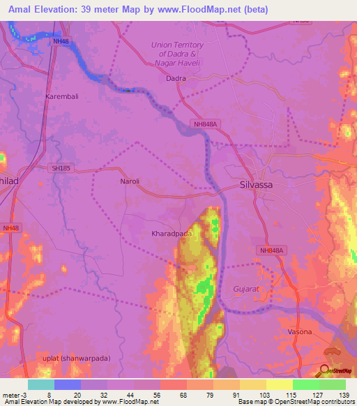 Amal,India Elevation Map