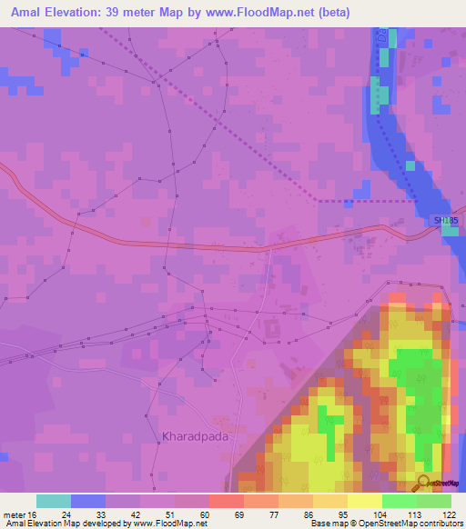 Amal,India Elevation Map
